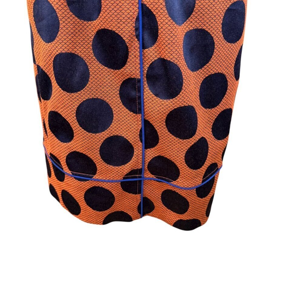 Anthropologie Maeve Polka Dot Dress Size 2 Orange Navy Open Back - Picture 9 of 10